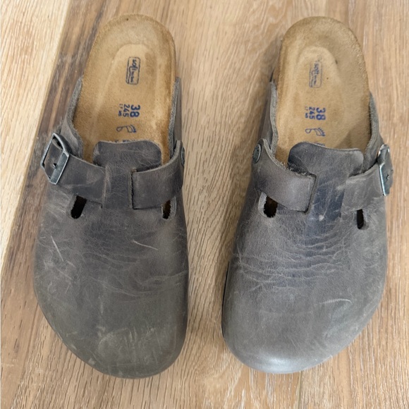 Leather Birkenstock Slip-On Clog with Adjustable Buckle - Picture 4 of 6